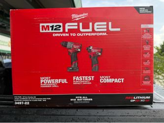 Milwaukee M12 FUEL 12-Volt Lithium-Ion Brushless Cordless Hammer Drill and Impact Driver Combo Kit w/2 Batteries and Bag (2-Tool)