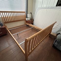 All Natural Wood Sled Bed Frame - Queen