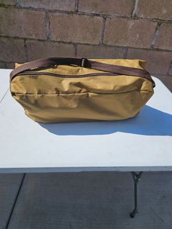 Tan Canvas Duffel Bag with Shoulder Strap