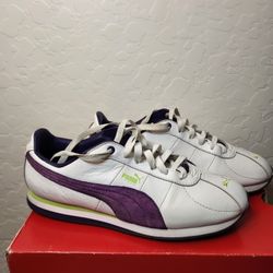 Puma Turin Women's Size 9 White Mulberry Purple Sharp Green Leather Suede 🔥