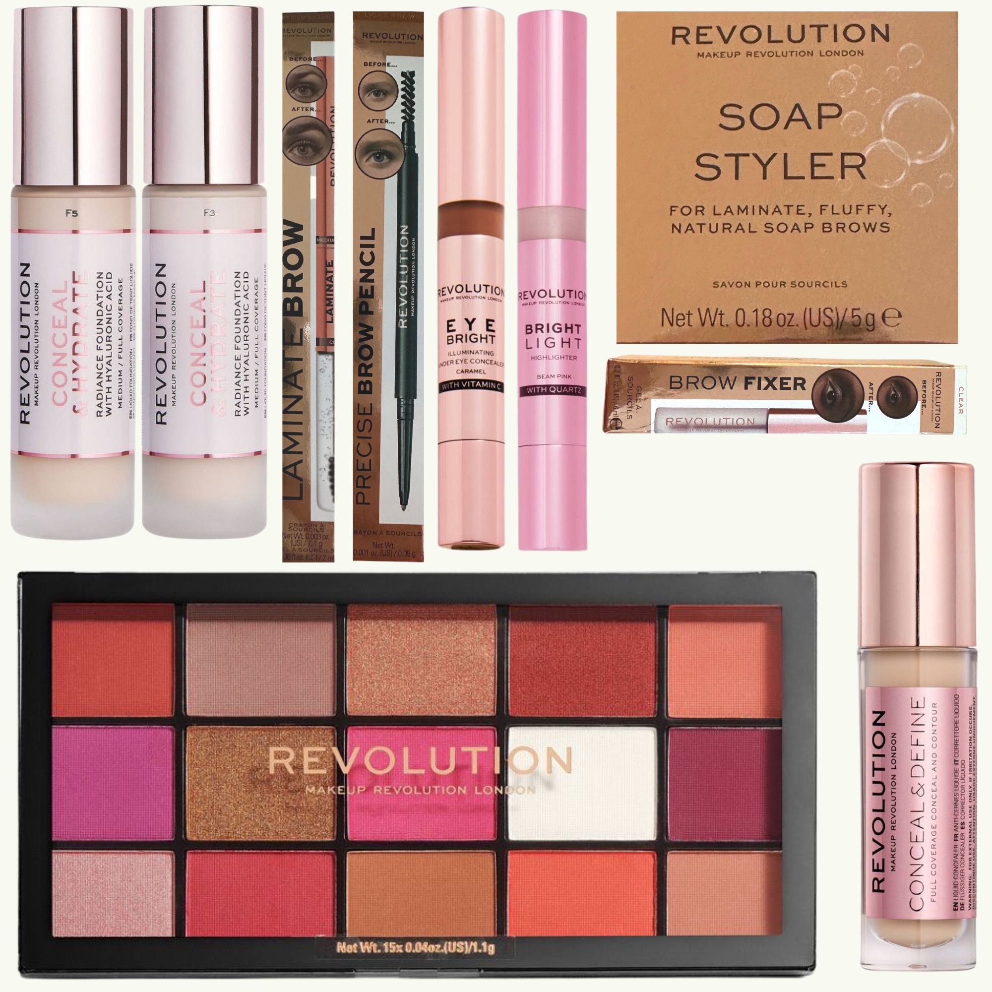 14 Pieces Of Makeup Revolution Mix Makeup Bundle 