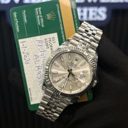 Rolex Datejust Silver Stick Dial 2020 Watch And Card Only