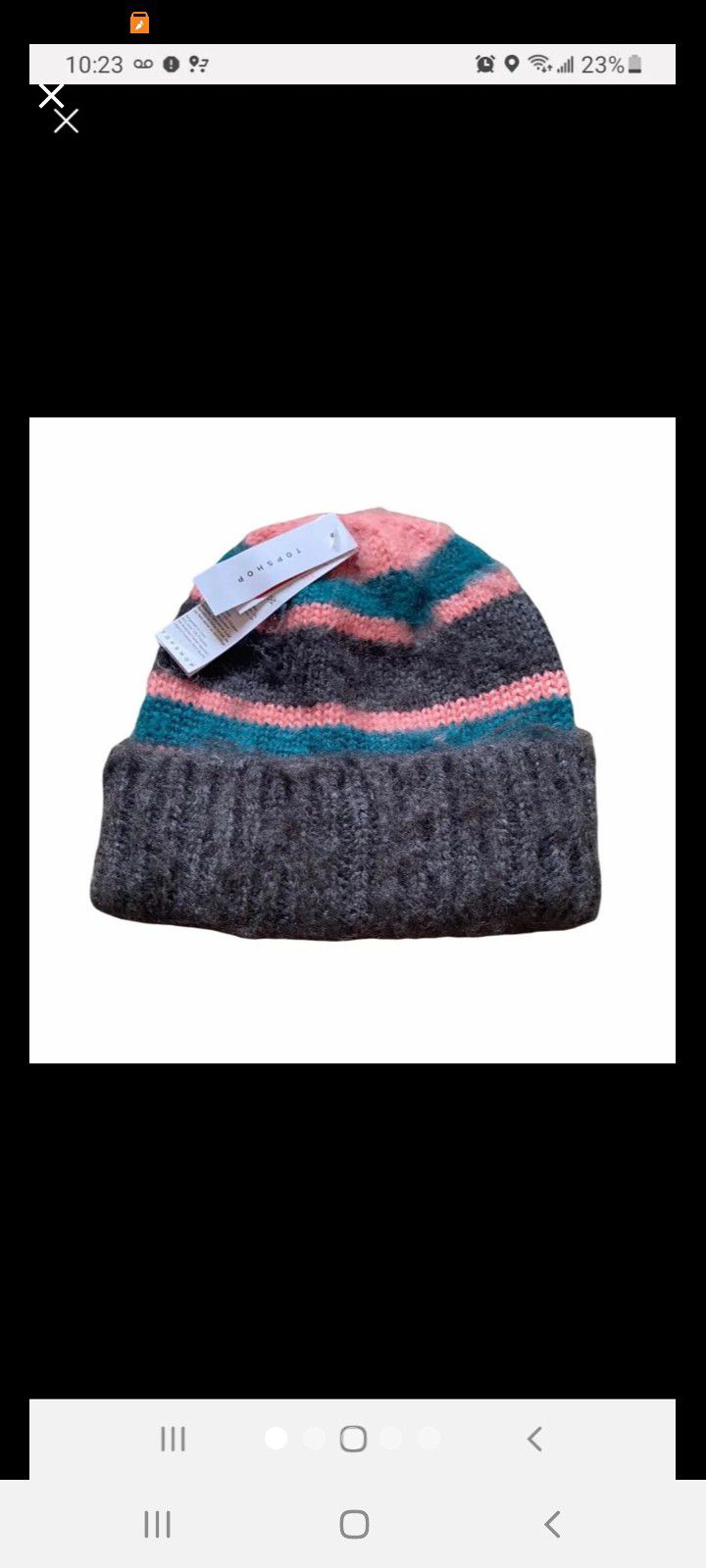 Topshop pink striped knitted hat Beanie kids/women