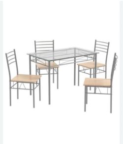 5-Piece Glass Top Dining Table and Chair Set