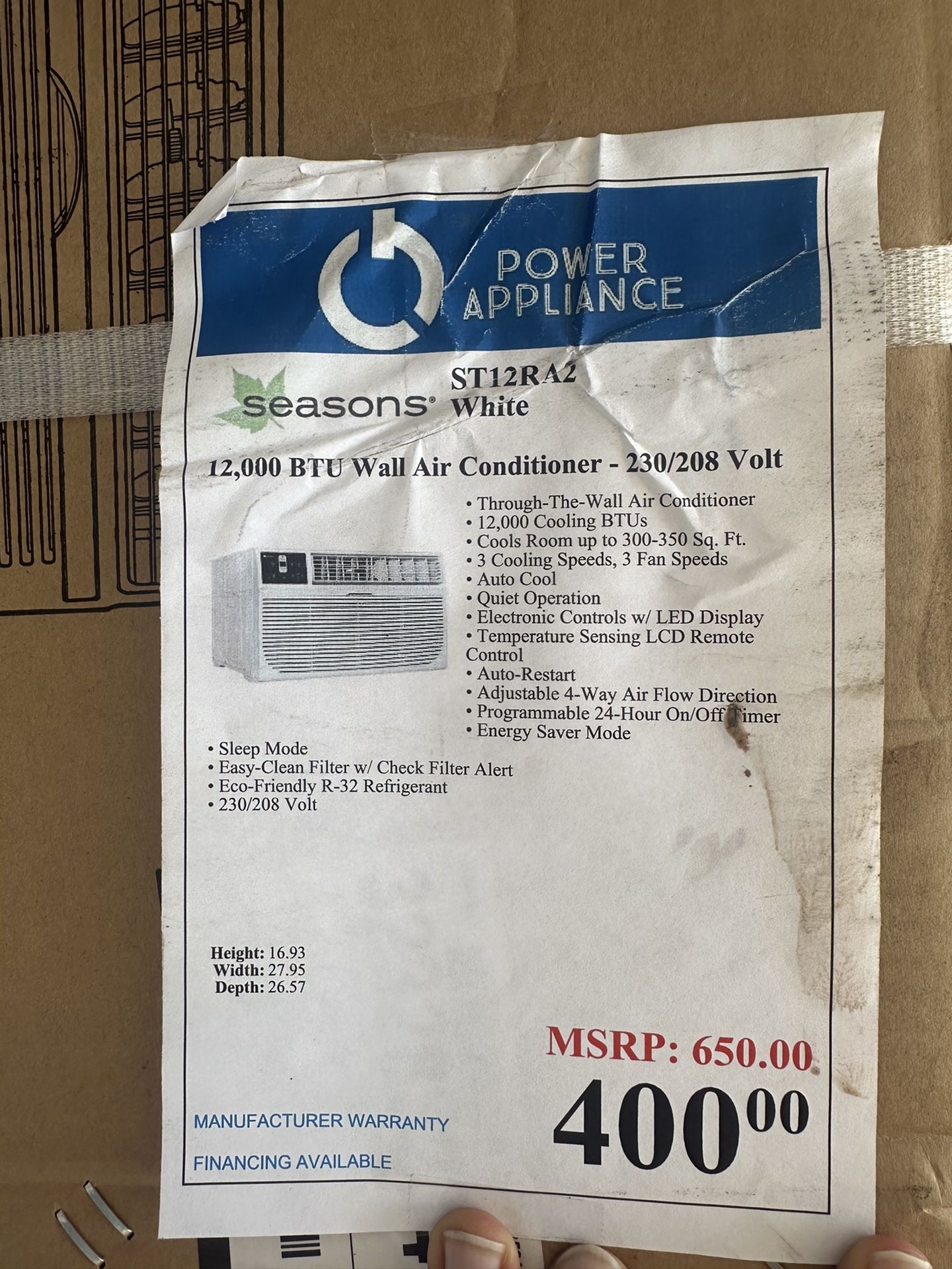 12000 BTU Wall Air Conditioner 