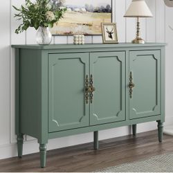 New-Cabinet with Adjustable Shelves, Accent Sideboard Cabinet with Turned Legs, Wood Pantry Cabinet, Mid-Century Buffet for Entryway, Liv