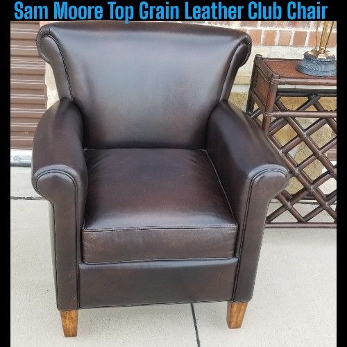 Classic Sam MOORE Genuine Top Grain Leather Club Armchair

