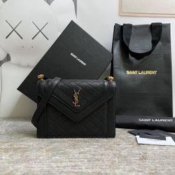 SAINT LAURENT Lambskin Quilted Micro Gaby Bag Black 20X14X4.5CM