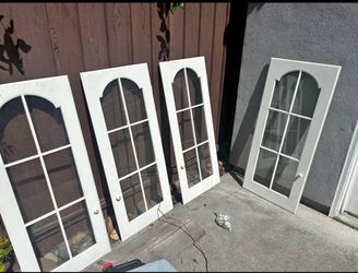Vintage 1930’s glass cabinet doors, great condition.