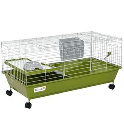 35"L Small Pet Cage~NEW~Rolling Bunny Cage, Guinea Pig Cage with Food Dish, Water Bottle, Hay Feeder