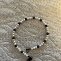 Pearl and Amethyst 7 Inch Bead Bracelet 