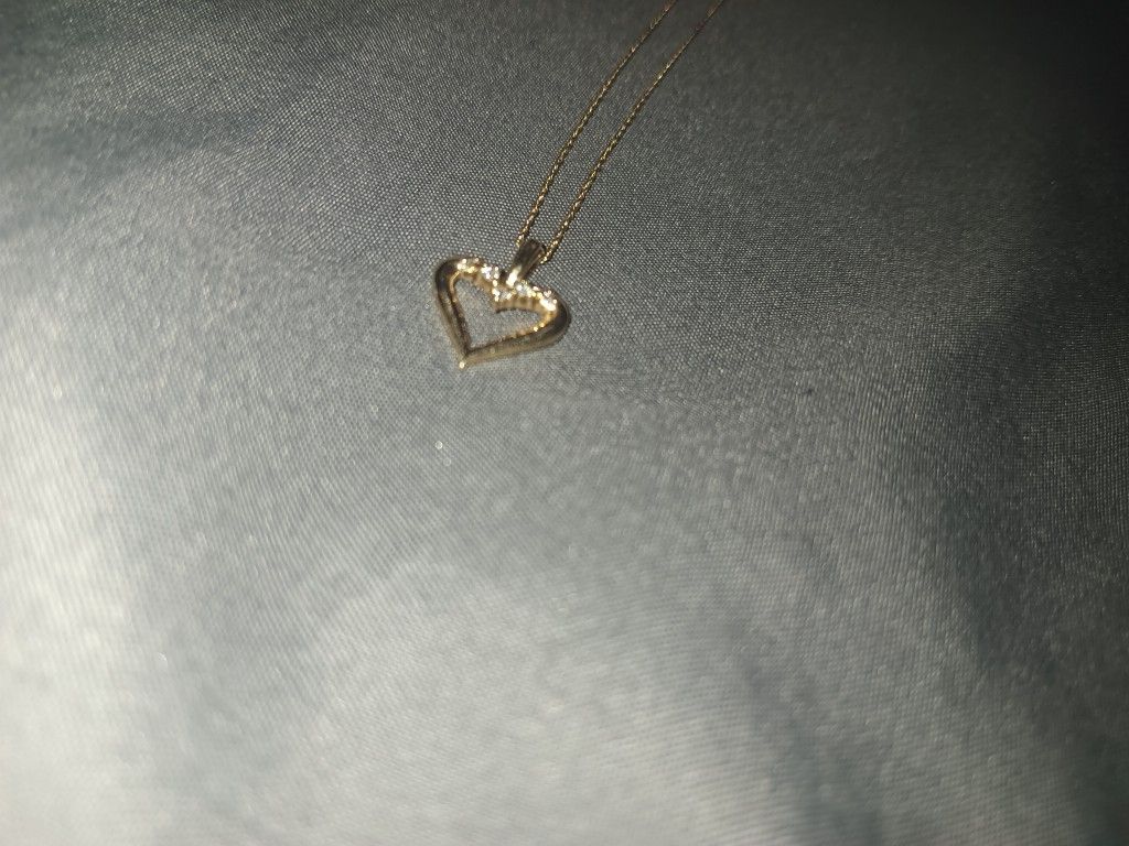Chain Gold 14k Heart With Diamonds