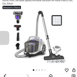 Aspiron Canister Vacuum Cleaner, Lightweight Bagless Vacuum Cleaner, 3.7QT Large Dust Cup, Automatic Cord Rewind, 5 Tools, HEPA Filter, Variable Speed