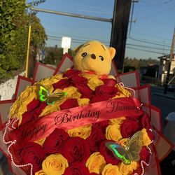 Winnie the pooh flower bouquet floral arrangement