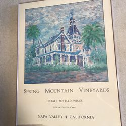 Vintage Spring Mountain Vineyards Print , Custom Framed Falcon Crest Site 