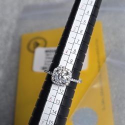 SS925 1CT Moissanite Diamonds Ring Size Adjustable 5-10