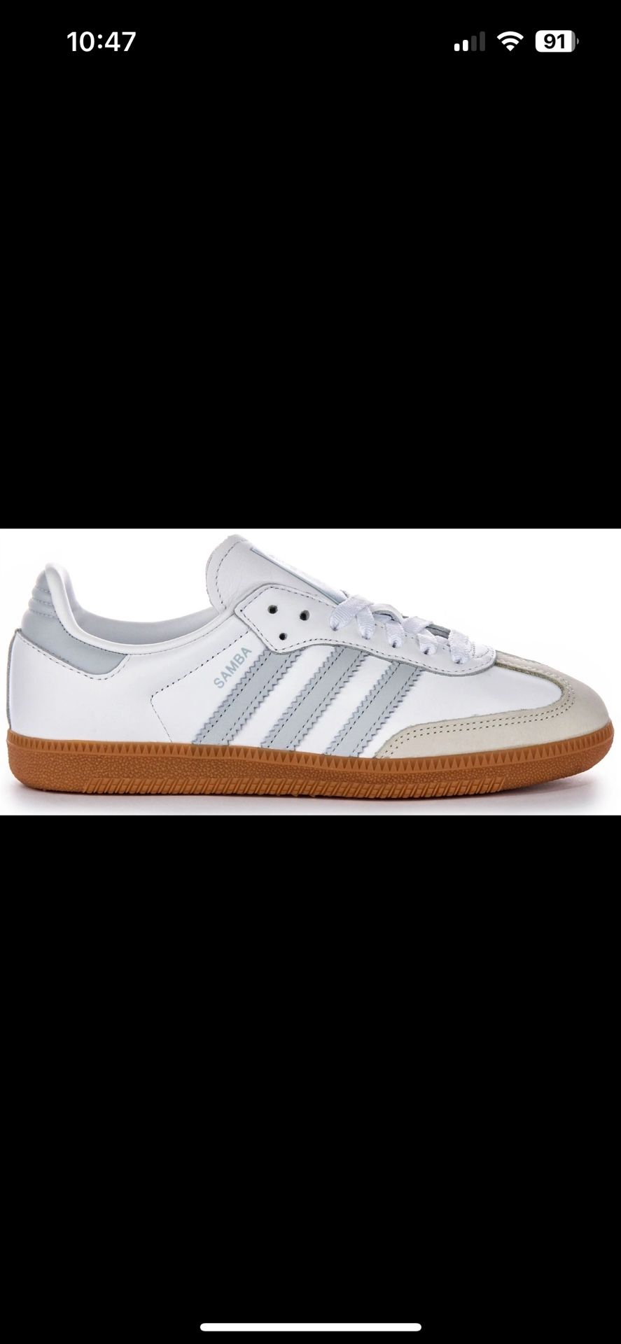 Adidas Samba Og Retro 3 Stripes 70s Womens Sneakers In White Grey US 9.5