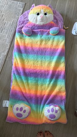Rainbow Cat Plush Kids Sleeping Bag
