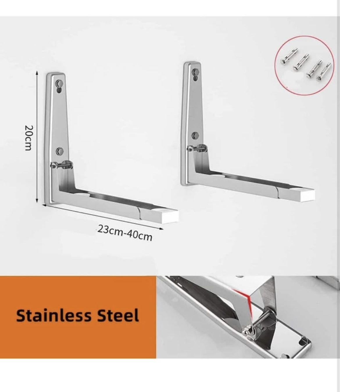Stainless Steel Microwave Mount Bracket, Retrackable Foldable Microwave Oven Wall Mounted Stand Hold
