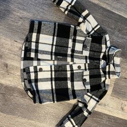 Old Navy XS(5) Black/White Plaid Flannel Shacket