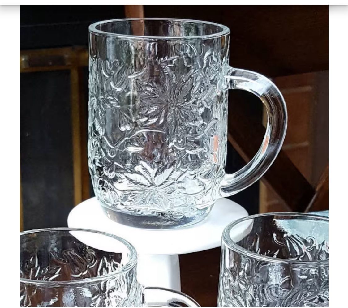 Princess House Fantasia Crystal Mugs handled coffee hot cocoa cups 4 10 oz mugs
