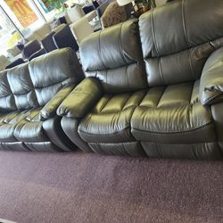 Leather Reclining Sofa Set