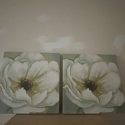 24x24 Floral Canvas Wall Art – Set of 2