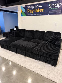 Sleeper Sectional with Storage Chaise & USB Charging – Pull-Out Sofa Bed $10 Down