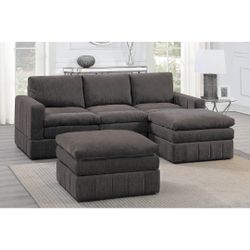 Brown Sectional Sofa With Ottoman 