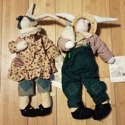 Vintage Attic Babies Collectible Bunny Pair