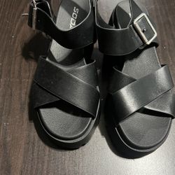Black Wedge Sandals
