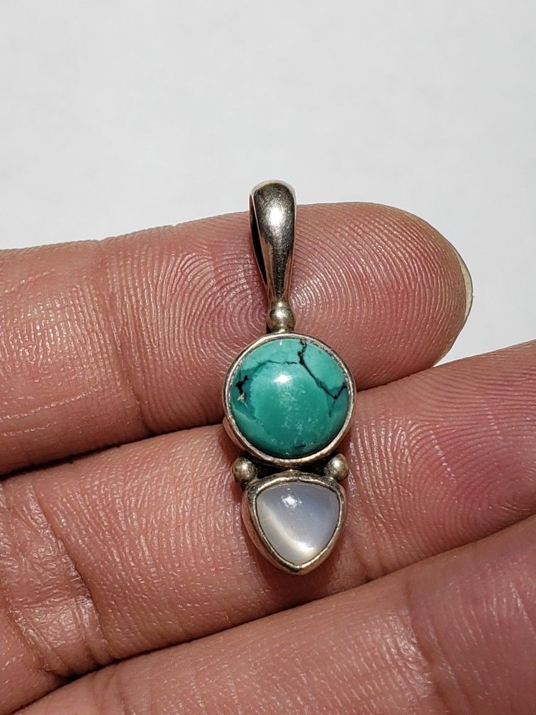Sterling Silver Sajen Turquoise And Moonstone Locket