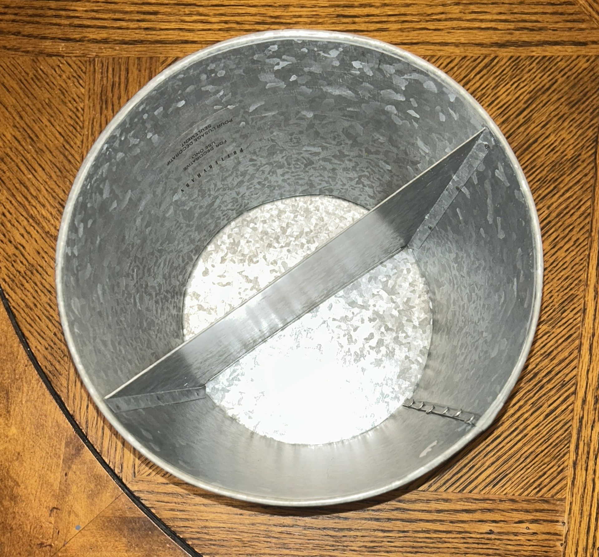 Galvanized Metal Bucket with Divider