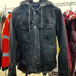 Hollister Epic Flex Distressed Denim Hooded Jacket-Men’s S
