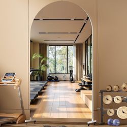 Full-Length Arched Floor Mirror with Wheels