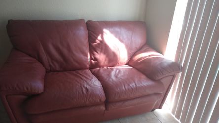 Red leather couch