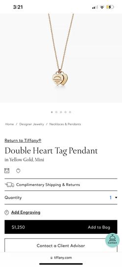 Return To Tiffany Mini Double Heart Tag Pendant for Sale in Dana Point, CA  - OfferUp