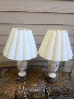 Pair of Vintage Table Lamps with Pleated Shades