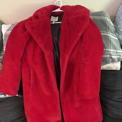Red Faux Fur Woman’s Coat
