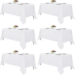 White Tablecloths for Rectangle Tables, 8 Pack - 70 x 120 Inches  - New  (1146)