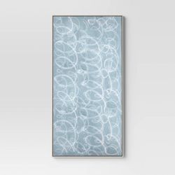 Brand New  47"X 24" Squiggles Framed Printed Canvas Blue- Threshold