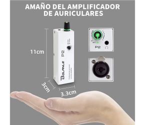 P2 Portable In-Ear Monitor Amplifier, Headphone Amplifier with XLR Input and 3.5mm TRS Output, Headphone Amplifier with Stereo/Mono Switch for Keyboar