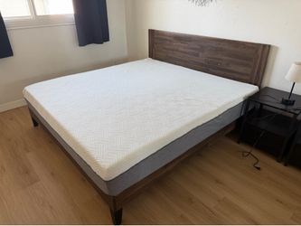 Wood king bed and memory foam mattress