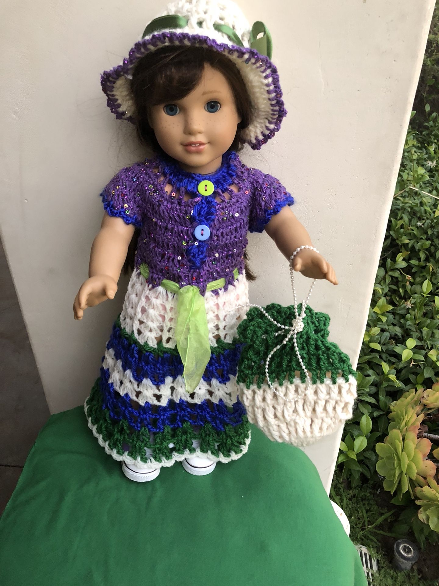Crochet American girl doll dress 👗