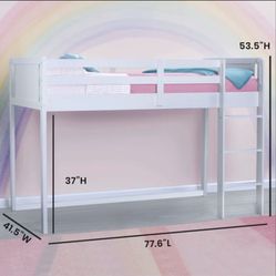 Delta Children Twin Loft Bed with Guardrail and Ladder