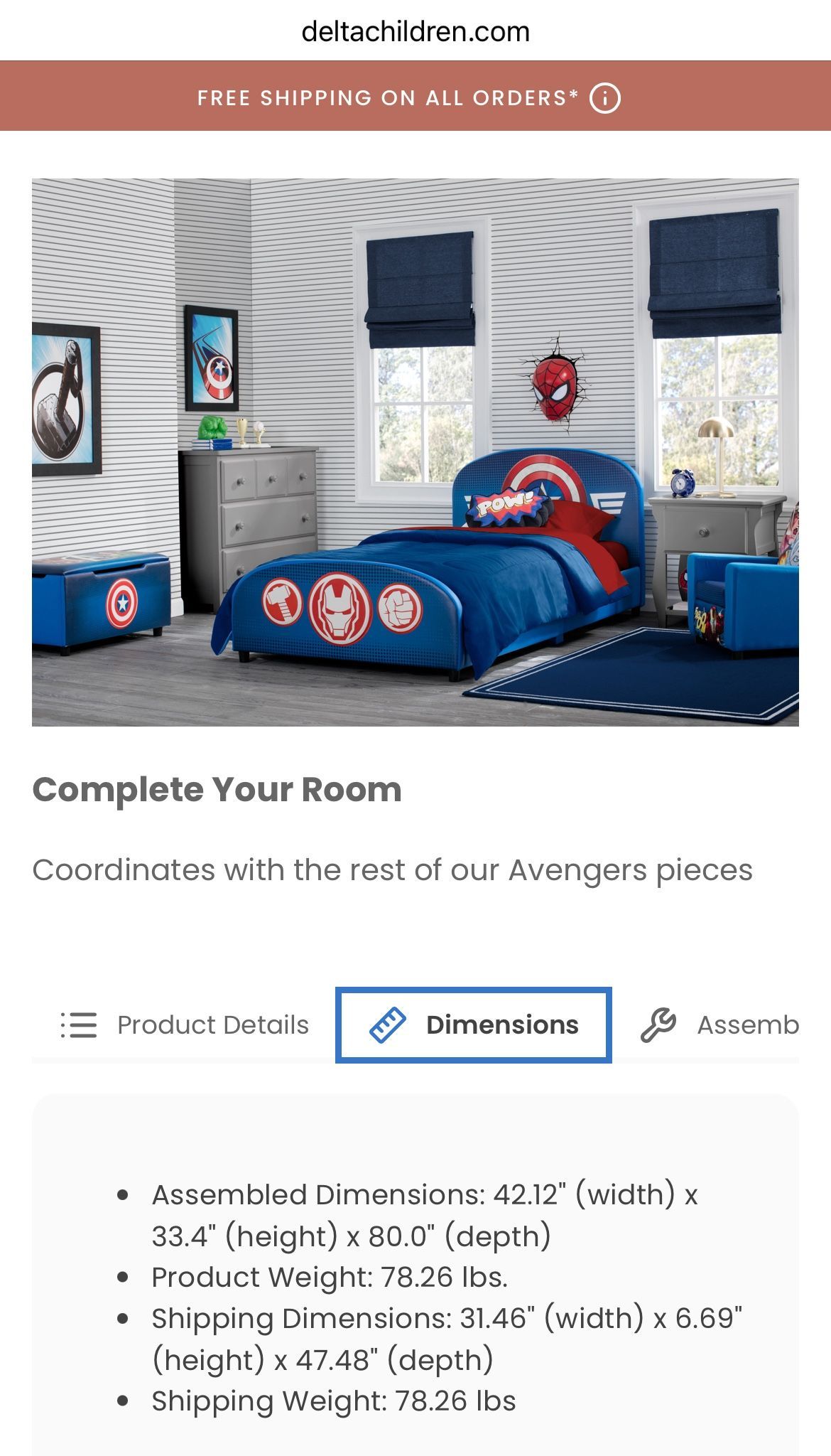 Twin Size Kids Bed - Marvel