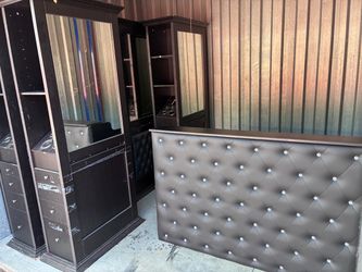 Salon Reception Desk and 4 Styling Stations Set