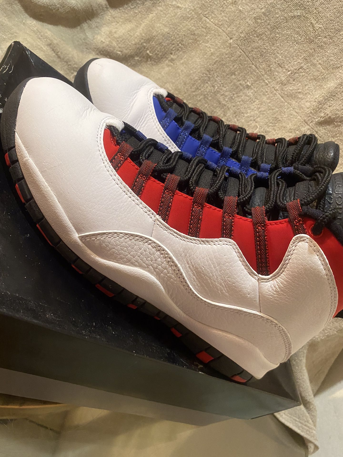 Jordan 10s Red White Blue