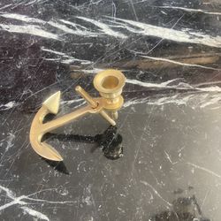 Vintage Brass Candle Holder & Misc Costume Jewelry 