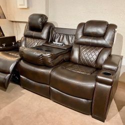 Warnerton Chocolate Power Reclining Sofa /